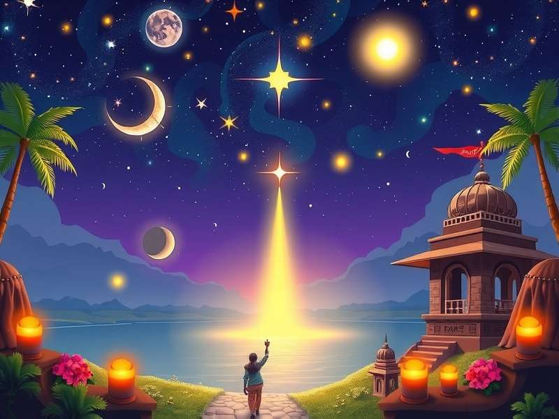 Divine Star Escape game screenshot showing a mystical Indian landscape